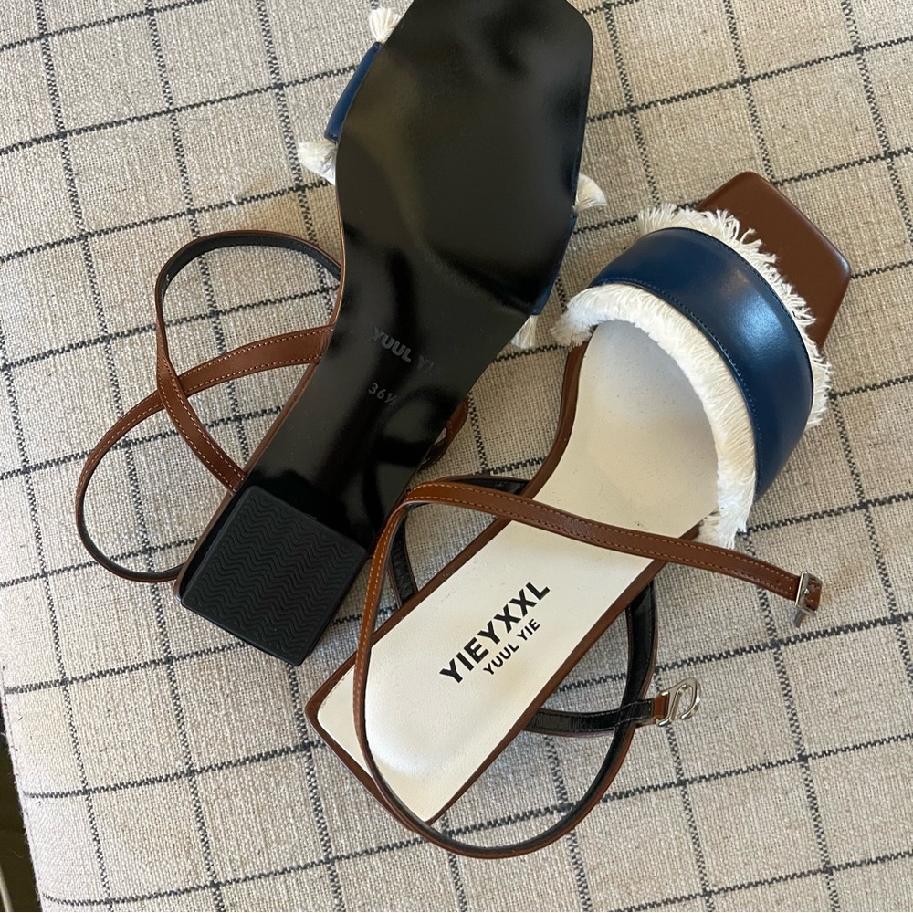Yuul Yie Navy and Brown Sandals - Picture 3 of 6